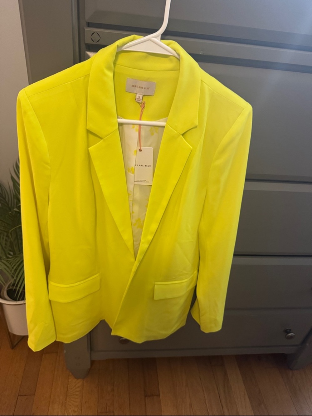 Skies Are Blue Neon Yellow Tailored Blazer